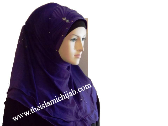 Purple Beaded Stylish 1 piece Hijab  3